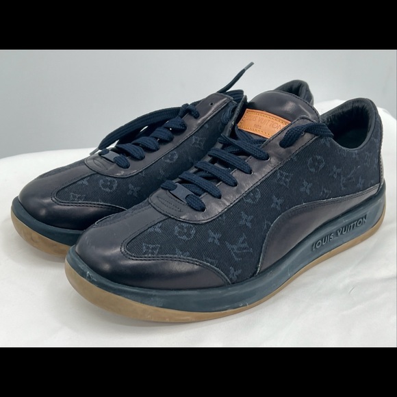Louis Vuitton Women's Navy Monogram Mini Lin Canvas Sneakers EU Size 38 MA0052 - Picture 13 of 16